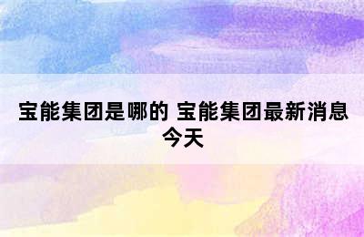 宝能集团是哪的 宝能集团最新消息今天